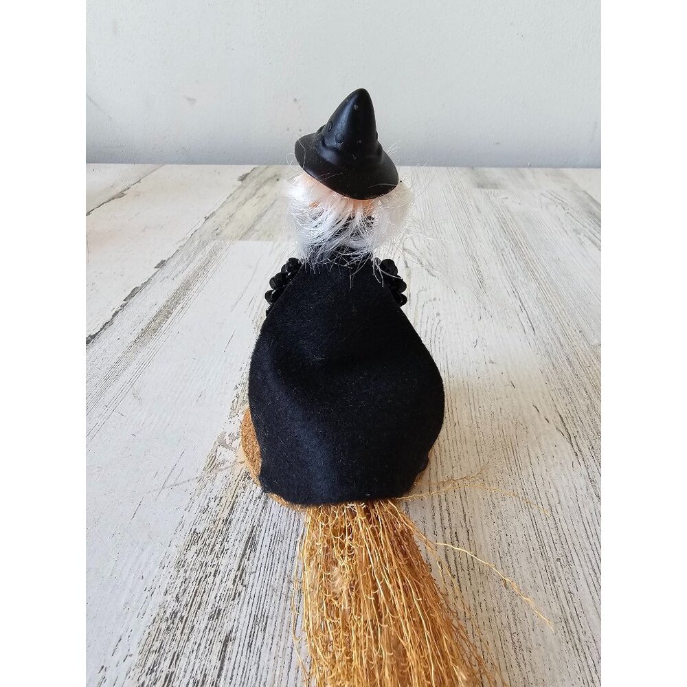 Vintage witch beaded broom statue figurine decor cat pumpkin unique - Picture 3 of 8